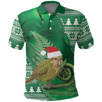 New Zealand Kakapo Christmas In July Polo Shirt Silver Fern Santa Xmas Green Color LT22 Green - Polynesian Pride