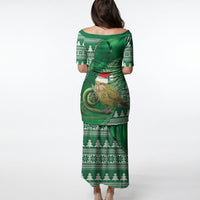 New Zealand Kakapo Christmas In July Puletasi Silver Fern Santa Xmas Green Color LT22 - Polynesian Pride