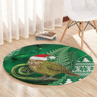 New Zealand Kakapo Christmas In July Round Carpet Silver Fern Santa Xmas Green Color