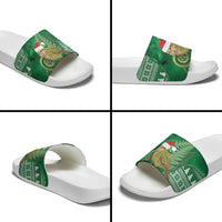 New Zealand Kakapo Christmas In July Slide Sandals Silver Fern Santa Xmas Green Color