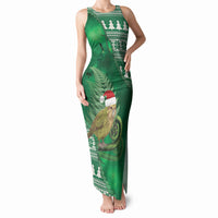 New Zealand Kakapo Christmas In July Tank Maxi Dress Silver Fern Santa Xmas Green Color LT22 Women Green - Polynesian Pride