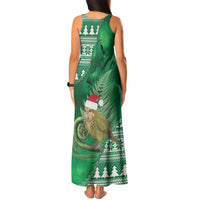 New Zealand Kakapo Christmas In July Tank Maxi Dress Silver Fern Santa Xmas Green Color LT22 - Polynesian Pride