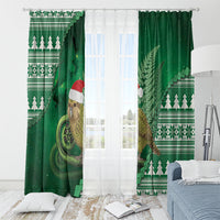 New Zealand Kakapo Christmas In July Window Curtain Silver Fern Santa Xmas Green Color