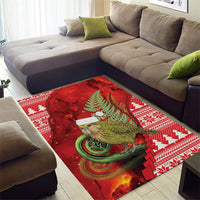 New Zealand Kakapo Christmas In July Area Rug Silver Fern Santa Xmas Red Color
