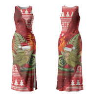 New Zealand Kakapo Christmas In July Couples Matching Tank Maxi Dress and Hawaiian Shirt Silver Fern Santa Xmas Red Color LT22 - Polynesian Pride