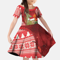 New Zealand Kakapo Christmas In July Family Matching Mermaid Dress and Hawaiian Shirt Silver Fern Santa Xmas Red Color