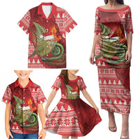 New Zealand Kakapo Christmas In July Family Matching Puletasi and Hawaiian Shirt Silver Fern Santa Xmas Red Color LT22 - Polynesian Pride