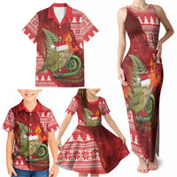 New Zealand Kakapo Christmas In July Family Matching Tank Maxi Dress and Hawaiian Shirt Silver Fern Santa Xmas Red Color LT22 - Polynesian Pride