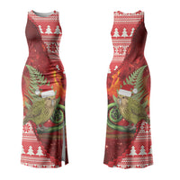 New Zealand Kakapo Christmas In July Family Matching Tank Maxi Dress and Hawaiian Shirt Silver Fern Santa Xmas Red Color LT22 Mom's Dress Red - Polynesian Pride