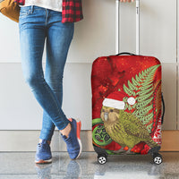New Zealand Kakapo Christmas In July Luggage Cover Silver Fern Santa Xmas Red Color