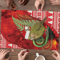 New Zealand Kakapo Christmas In July Puzzle Silver Fern Santa Xmas Red Color
