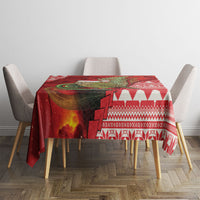 New Zealand Kakapo Christmas In July Tablecloth Silver Fern Santa Xmas Red Color