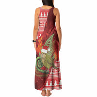 New Zealand Kakapo Christmas In July Tank Maxi Dress Silver Fern Santa Xmas Red Color LT22 - Polynesian Pride