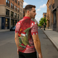 New Zealand Kakapo Christmas In July Zipper Polo Shirt Silver Fern Santa Xmas Red Color LT22 - Polynesian Pride