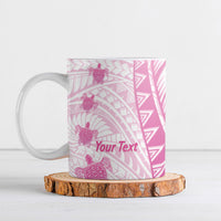 Breast Cancer Awareness Personalised Ceramic Mug Pink Ribbon Turtle Polynesian Pattern White