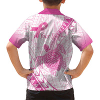 Breast Cancer Awareness Personalised Family Matching Mermaid Dress and Hawaiian Shirt Pink Ribbon Turtle Polynesian Pattern White
