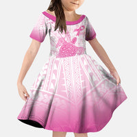 Breast Cancer Awareness Personalised Family Matching Mermaid Dress and Hawaiian Shirt Pink Ribbon Turtle Polynesian Pattern White