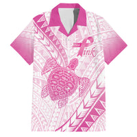 Breast Cancer Awareness Personalised Family Matching Mermaid Dress and Hawaiian Shirt Pink Ribbon Turtle Polynesian Pattern White