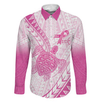 Breast Cancer Awareness Personalised Family Matching Mermaid Dress and Hawaiian Shirt Pink Ribbon Turtle Polynesian Pattern White