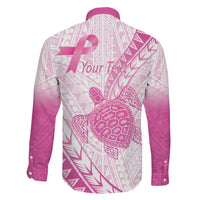 Breast Cancer Awareness Personalised Family Matching Mermaid Dress and Hawaiian Shirt Pink Ribbon Turtle Polynesian Pattern White