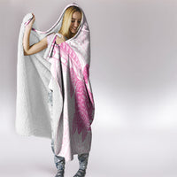 Breast Cancer Awareness Hooded Blanket Pink Ribbon Turtle Polynesian Pattern White