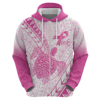 Breast Cancer Awareness Personalised Hoodie Pink Ribbon Turtle Polynesian Pattern White LT22 - Polynesian Pride