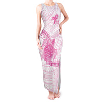 Breast Cancer Awareness Personalised Tank Maxi Dress Pink Ribbon Turtle Polynesian Pattern White LT22 Women Pink - Polynesian Pride