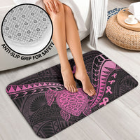Breast Cancer Awareness Bathroom Set Pink Ribbon Turtle Polynesian Pattern Black