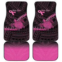 Breast Cancer Awareness Personalised Car Mats Pink Ribbon Turtle Polynesian Pattern Black