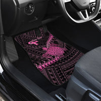 Breast Cancer Awareness Personalised Car Mats Pink Ribbon Turtle Polynesian Pattern Black