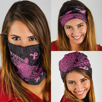 Breast Cancer Awareness Neck Gaiter Pink Ribbon Turtle Polynesian Pattern Black LT22 - Polynesian Pride