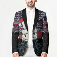 New Zealand Hei Tiki Christmas In July Blazer Pohutukawa Santa Xmas Polynesian Pattern