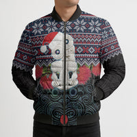 New Zealand Hei Tiki Christmas In July Bomber Puffer Jacket Pohutukawa Santa Xmas Polynesian Pattern