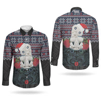 New Zealand Hei Tiki Christmas In July Couples Matching Short Sleeve Bodycon Dress and Long Sleeve Button Shirt Pohutukawa Santa Xmas Polynesian Pattern LT22 - Polynesian Pride