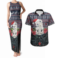 New Zealand Hei Tiki Christmas In July Couples Matching Tank Maxi Dress and Hawaiian Shirt Pohutukawa Santa Xmas Polynesian Pattern LT22 Black - Polynesian Pride
