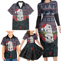 New Zealand Hei Tiki Christmas In July Family Matching Long Sleeve Bodycon Dress and Hawaiian Shirt Pohutukawa Santa Xmas Polynesian Pattern LT22 - Polynesian Pride