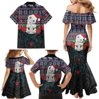 New Zealand Hei Tiki Christmas In July Family Matching Mermaid Dress and Hawaiian Shirt Pohutukawa Santa Xmas Polynesian Pattern