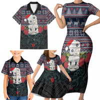 New Zealand Hei Tiki Christmas In July Family Matching Short Sleeve Bodycon Dress and Hawaiian Shirt Pohutukawa Santa Xmas Polynesian Pattern LT22 - Polynesian Pride