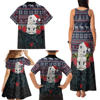 New Zealand Hei Tiki Christmas In July Family Matching Tank Maxi Dress and Hawaiian Shirt Pohutukawa Santa Xmas Polynesian Pattern