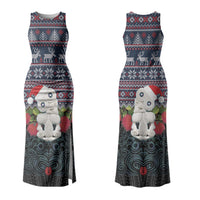 New Zealand Hei Tiki Christmas In July Family Matching Tank Maxi Dress and Hawaiian Shirt Pohutukawa Santa Xmas Polynesian Pattern LT22 Mom's Dress Black - Polynesian Pride