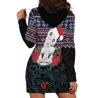 New Zealand Hei Tiki Christmas In July Hoodie Dress Pohutukawa Santa Xmas Polynesian Pattern