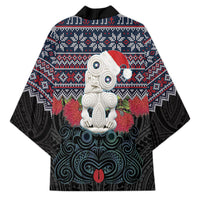 New Zealand Hei Tiki Christmas In July Kimono Pohutukawa Santa Xmas Polynesian Pattern