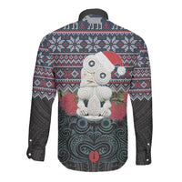 New Zealand Hei Tiki Christmas In July Long Sleeve Button Shirt Pohutukawa Santa Xmas Polynesian Pattern LT22 - Polynesian Pride