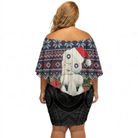 New Zealand Hei Tiki Christmas In July Off Shoulder Short Dress Pohutukawa Santa Xmas Polynesian Pattern LT22 - Polynesian Pride