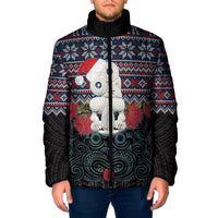 New Zealand Hei Tiki Christmas In July Padded Jacket Pohutukawa Santa Xmas Polynesian Pattern