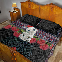 New Zealand Hei Tiki Christmas In July Quilt Bed Set Pohutukawa Santa Xmas Polynesian Pattern
