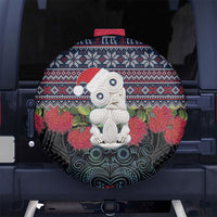 New Zealand Hei Tiki Christmas In July Spare Tire Cover Pohutukawa Santa Xmas Polynesian Pattern