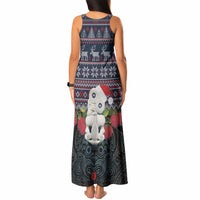New Zealand Hei Tiki Christmas In July Tank Maxi Dress Pohutukawa Santa Xmas Polynesian Pattern LT22 - Polynesian Pride