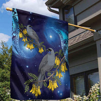 New Zealand Kokako Bird Garden Flag Kowhai Galaxy Style Polynesian Pattern
