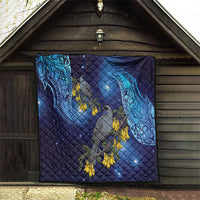 New Zealand Kokako Bird Quilt Kowhai Galaxy Style Polynesian Pattern